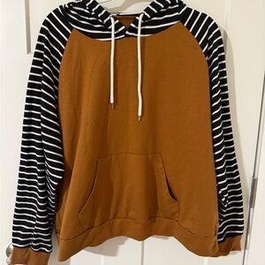 SHEIN Brown and Black Striped Hoodie